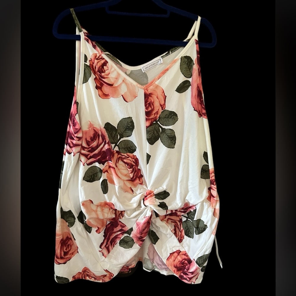 NWOT Floral Tank Front Tie